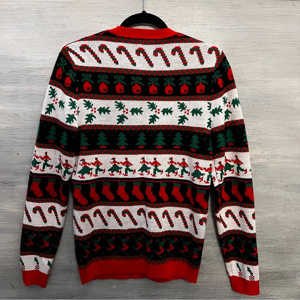 asos Design Christmas Holiday Striped Crew Neck Knit Sweater Size XS GC‎